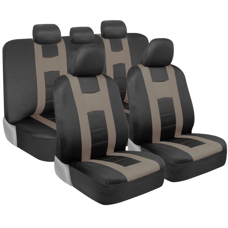 BDK أغطية مقاعد carXS Forza Series باللون الرمادي الفحم مجموعة كاملة مع حصائر أرضية السيارة - غطاء مقعد أمامي وخلفي ومجموعة واقي حصائر الأرضية، أغطية داخلية للسيارة والشاحنة والفان وSUV - Image 2